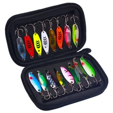 16PCS Metal Spoon Fishing Lures Bag Bait Crankbait Blade Spinner Bait Bass