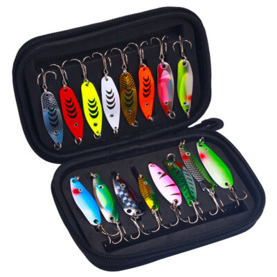 16PCS Metal Spoon Fishing Lures Bag Bait Crankbait Blade Spinner Bait Bass