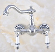 New Chrome Brass Wall Mount Bar Kitchen Bathroom Swivel Spout Faucet Tap snf568