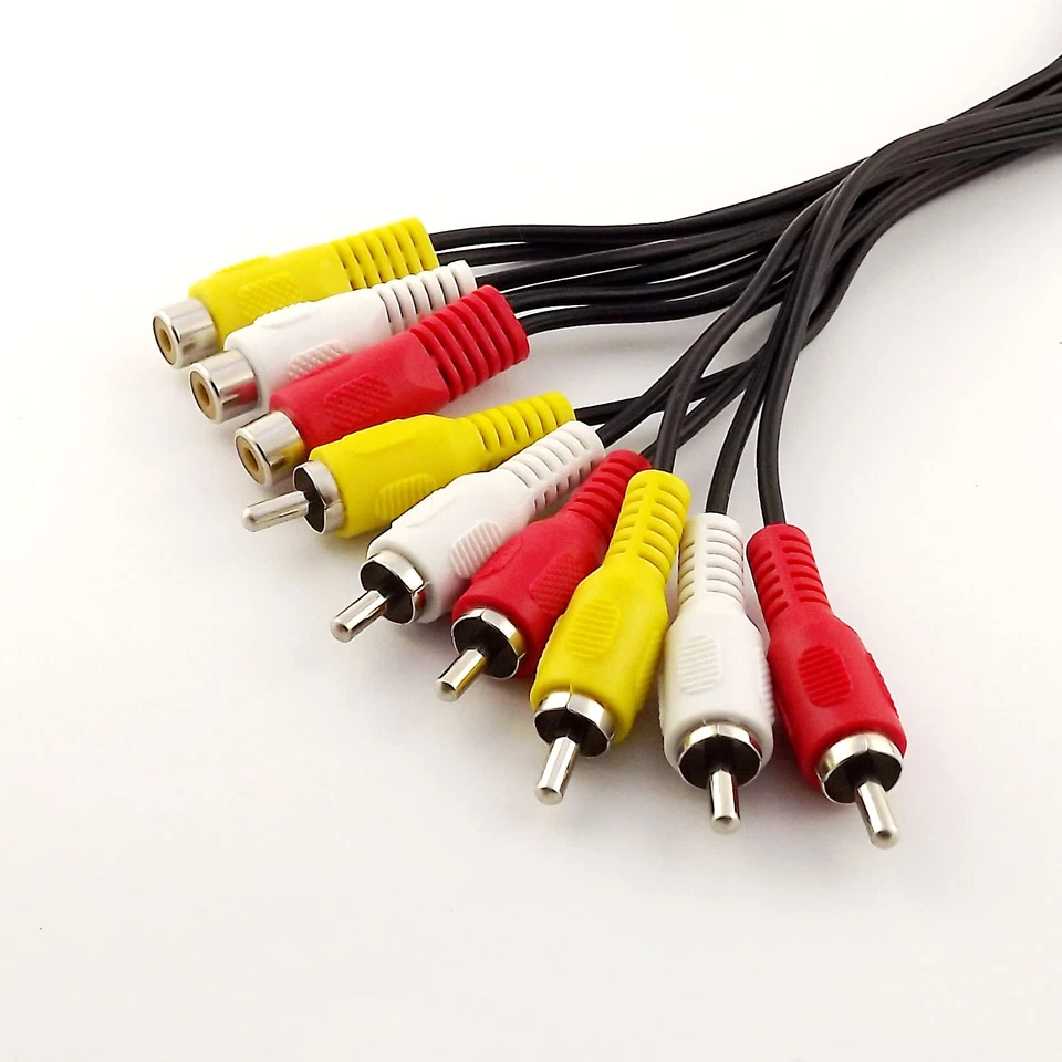 1pcs 3x RCA Phono Female to 6x RCA Male Splitter Audio Video AV Adapter Cable - Image 2 of 4