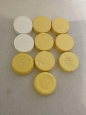 10 Medela Baby Bottle Lids Yellow Cap Plastic Lot Labeling Parts ONLY Replace