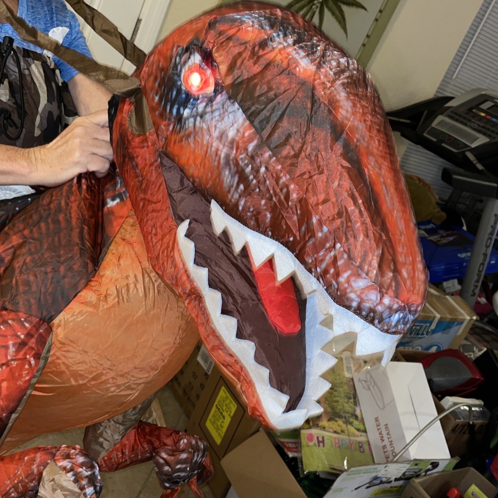 Ride On Red Raptor Inflatable Dinosaur Costume Adult … Gem