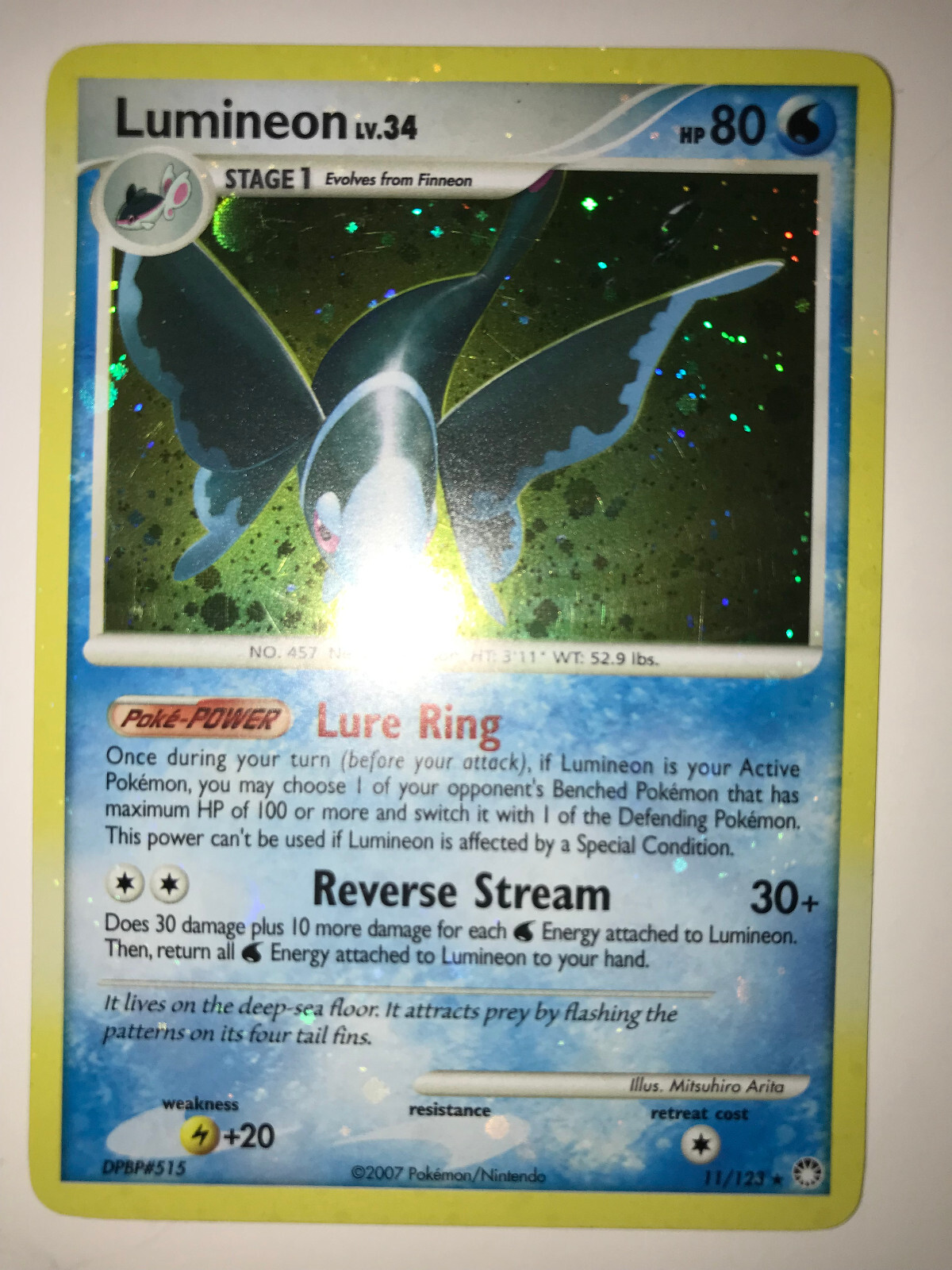 LUMINEON Lv. 34 - Mysterious Treasures - 11/123 - ULTRA HOLO - RARE - 2007 -LP
