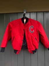 Ebbets Field Flannels Vintage Red Wool Varsity Bomber Jacket XXL