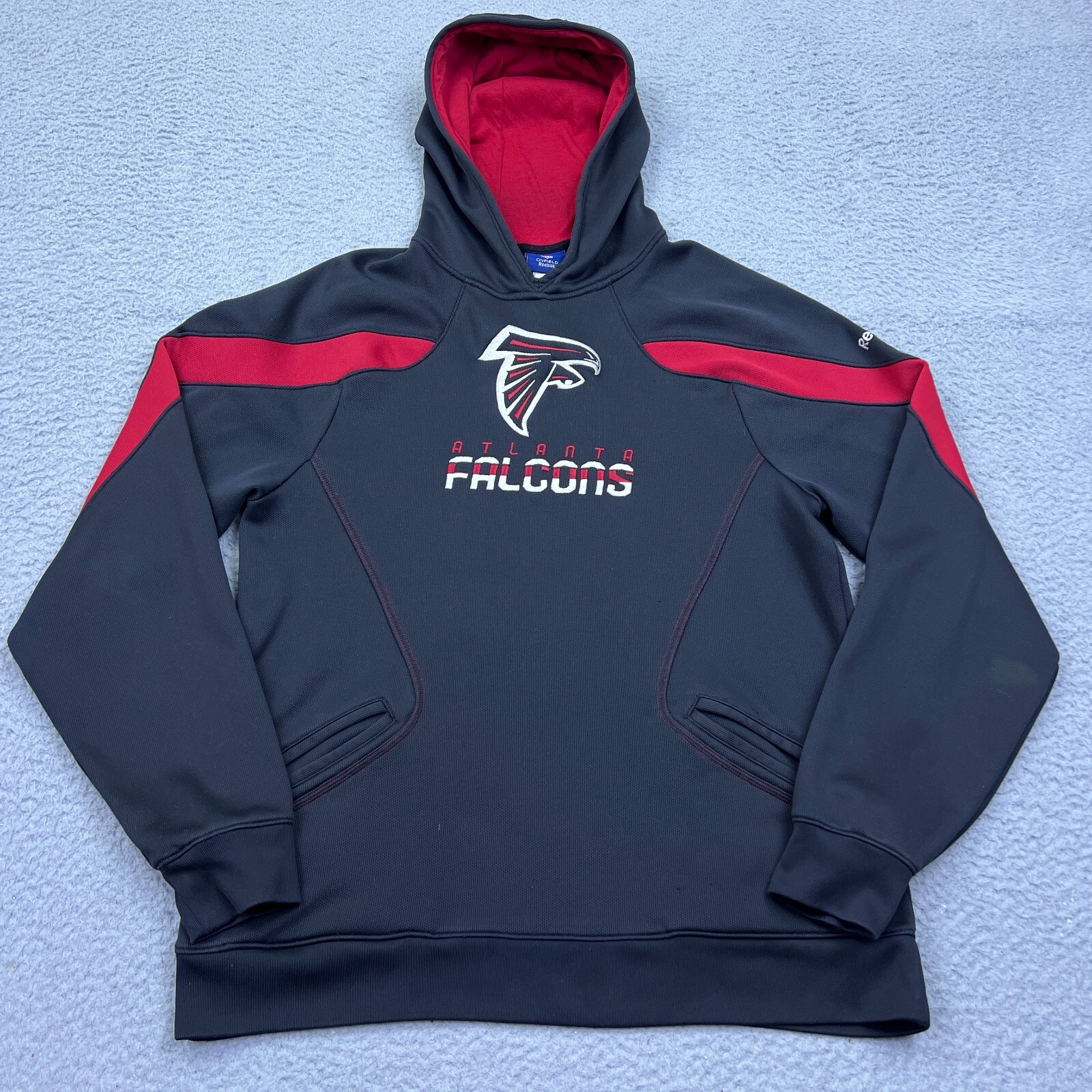 NFL Reebok Atlanta Falcons On-Field Hoodie Mens L Black Football Sweatshirt Logo