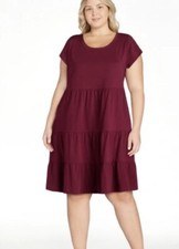 Time And Tru Women’s Merlot Wine Tiered Pocket Dress XX/20 NWT