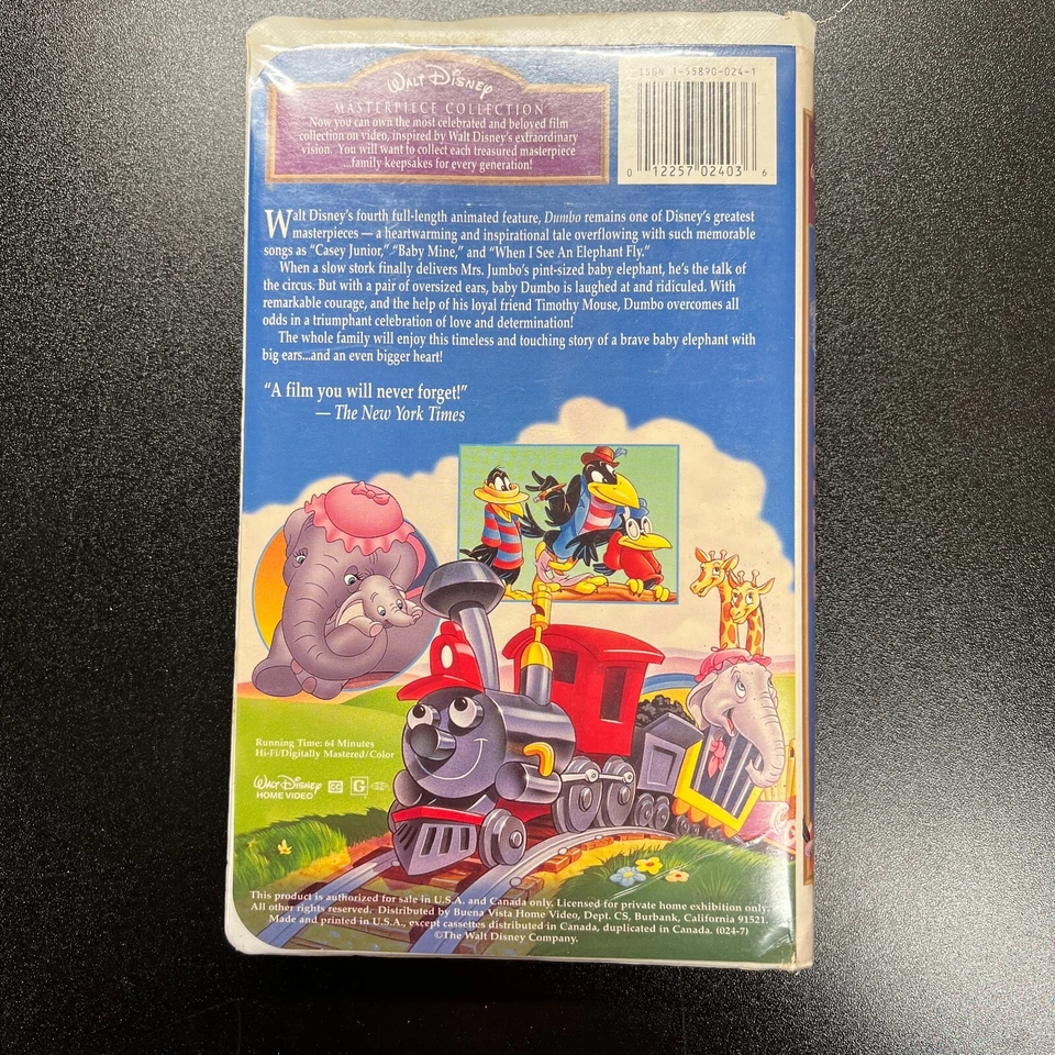 Disney’s Dumbo.  Masterpiece Collection VHS. Not Tested. — 第 2/3 张图片