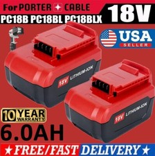 2PACK 18 Volt 6.0 Ah Lithium Battery For Porter Cable PC18B PC18BL PC18BLX Tool