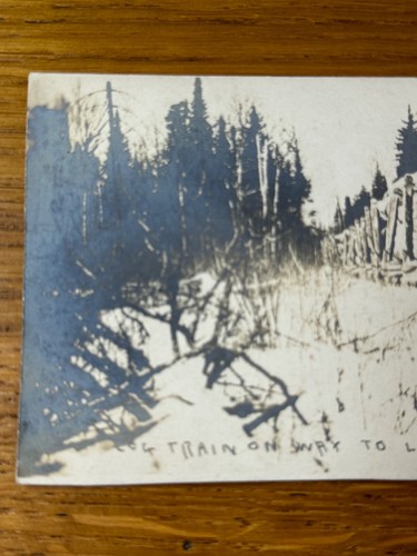 Antique Log Train On Way To Landing At Bigfork MN RPPC Real Photo Postcard - Picture 2 of 6