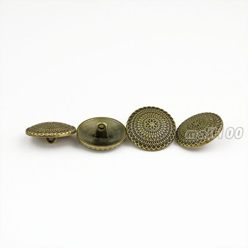 12pcs Bronze Silver Round Metal Shank Buttons Coat Sewing Flower Vintage Button - Picture 4 of 7