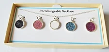 Bay Studio Interchangeable Necklace W 5 Pendants Multi Color Shimmery Discs