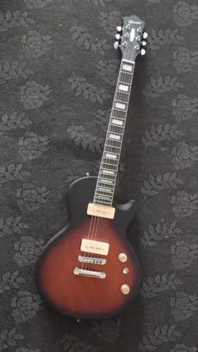 Electric flat lp guitar single cutway p90 pickups satin vintage sunburst color