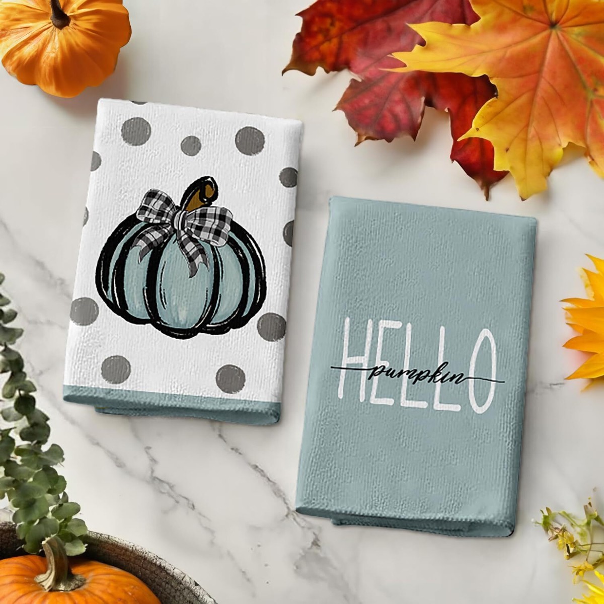 Fall Hello Pumpkin Hand Towels Set PCS, Vintage Pumpkins Hand