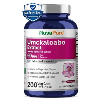 Extracto de Umckaloabo (4:1) 60 mg 200 Cápsulas Vegetales 100 Porciones