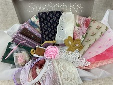 Romantic Cottage Floral Slow Stitch Kit, Open-Ended Creative Sewing Bundle