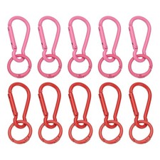 10Pcs Keychain Clips with O Rings, Red/Rose Red