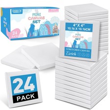 Mini Canvases for Painting,4x4In Canvas in Bulk 24Pack, 2/5In Profile Small S...