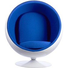 Retro Ball Chair with Cashmere Wool Upholstery (Blue)