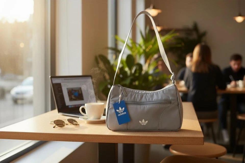 Adidas Clásico Bolso de Hombro Azul Claro Nuevo con Etiquetas Ajustable Correa Bolsillos Nuevo Foto 4 de 4