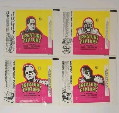 1990 Creature Features gum card wrappers set of 4 