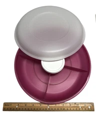 Tupperware Divided 5 Veggie Snack Fruit Dish 1708-6, 1709-5 Lid, 4914B-10 & Lid
