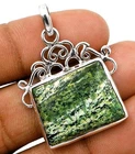 Natural Seraphinite 925 Solid Genuine Sterling Silver Pendant Jewelry @14-7