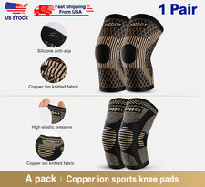 2x Copper Knee Sleeves Silver Compression Brace Support Sport Joint Injury Pain