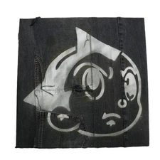 Astro Boy Graffiti Art Upcycled Distressed Fabric White 03/ 09 Wall Art 18 x 18