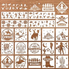 Keluna Western Cowboy Cowgirl Painting Stencils - 11 3 inches, western cowboy