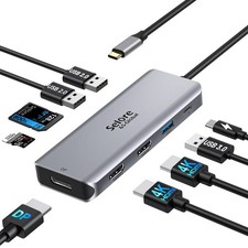 USB C Docking Station 9 in 1 Dual 4K HDMI DisplayPort 100W PD for Thunderbolt