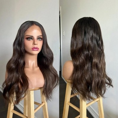 Dunkelbraune Body Wave 100% Echthaar 13x4 Lace Front Perücke