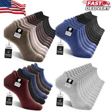 Mens Bamboo Ankle Socks with Heel Tab Low Cut Thin Athletic Performance 6 pairs