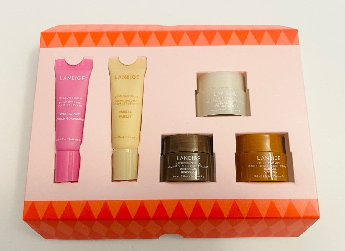 Laneige Midnight Minis Holiday Gift Set 5pc Lip Sleeping Masks & Lip Glowy Balms
