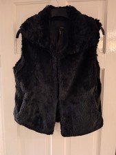 Black Furry Fluffy Body Warmer Jacket Size Medium