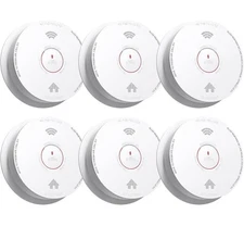 Siterwell 6pk Smoke Detectors 10yr Sealed Battery Operated,UL217-9th Smoke Alarm