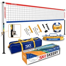 SKEERY Outdoor Heavy Duty Volleyball Net Set, Anti-Sag Design, Adjustable Alu...