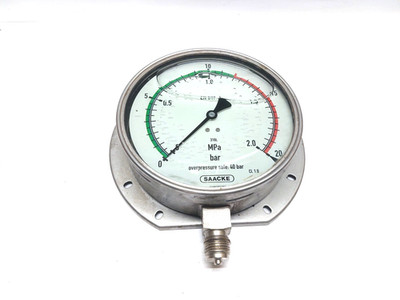 SAACKE EN837-1 Druckmesser 0-2,0 MPA, 0-20 BAR Überdruck Sicher: 40 BAR 316L