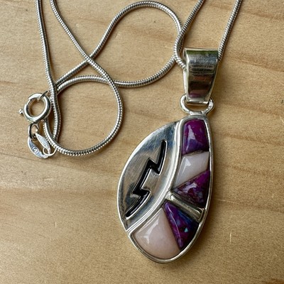 Jay King DTR Pendant Necklace 16 Inch Quartz Purple Mojave 925 Sterling 9.0g