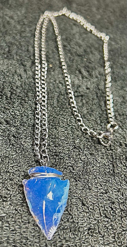 Silver Curb Link Chain Necklace w/ Opalite arrowhead pendant necklace.