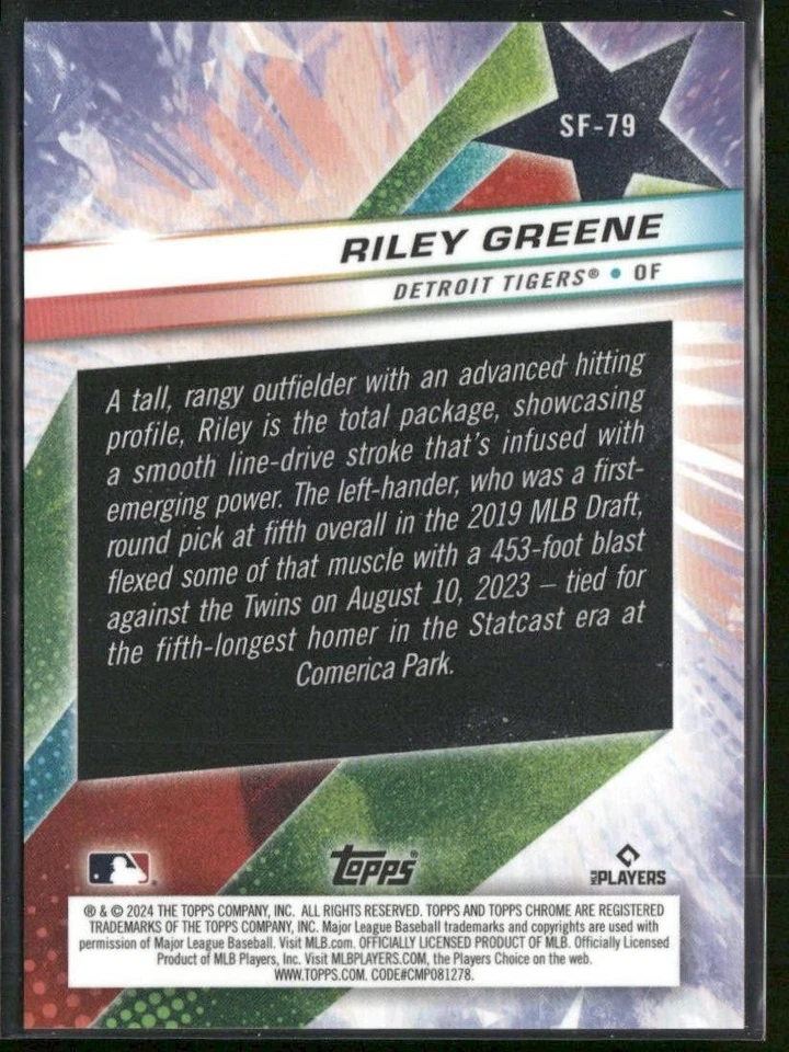 Riley Greene 2024 Topps Chrome Cosmic Starfractor Red Flare #SF-79 /5 - Image 2 of 2