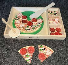 Melissa and Doug Pizza Party Set Wooden Play Kitchen Restaurant Toy Toppings