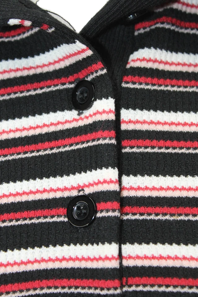 Polo Lioness Para Hombre Negro Rayas Cuello Manga Larga Años 90 Talla S Foto 4 de 4