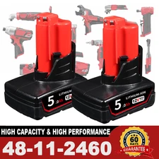 2Pack 5.0Ah Battery For Milwaukee for M12 LITHIUM Extended Capacity 48-11-2460