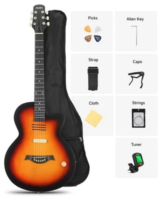 DONNER Moukey BCC-100 Acoustic Electric Guitar + Gig Bag S Pickup Voulme Knob Sunburst