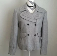 Harve Benard gray Jacket Coat Sz 8 double breasted Button closure Wool Blend