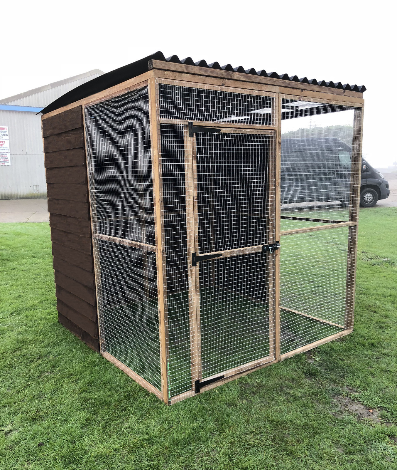 Covered Walk In Animal Run 6ft Boared 19G Chicken Rabbit Bird Pet Enclosure