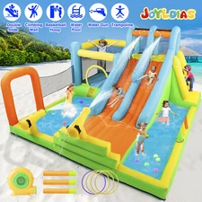 JOYLDIAS Inflatable Water Double Slide Bounce House Splash Pool,Water Gun,Blower