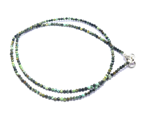 Türkis Edelstein 2 MM Rondell Facettiert Beads 30.5-102cm 925 Fein Silber Kette - Bild 3 von 7