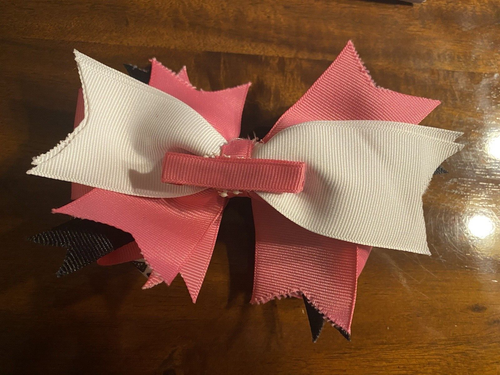 Eiffel Tower Inspired Hair Bow for girls with pink poodle, rhinestones new pink - Picture 2 of 2
