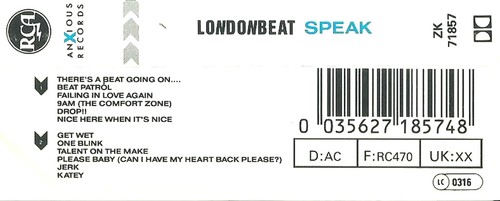 Londonbeat Speak CASSETTE ALBUM Anxious Records ZK 71857 Electronic House - Picture 4 of 6
